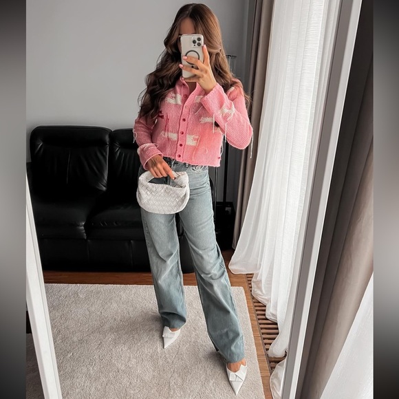 ZARA NEW WOMAN SS23 PINK JACQUARD KNIT CARDIGAN 1957/104 - Picture 6 of 11